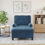 vidaXL Chaise longue avec coussin Bleu 91 x 157 x 91 cm Velours