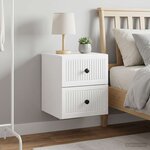 vidaXL Cabinet de chevet mural 2 pièces Blanc brillant