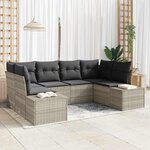 vidaXL Set de canapé de jardin 6 pièces avec coussins gris clair en rotin synthétique