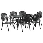 vidaXL Ensemble de salle à manger de jardin 7 pièces en aluminium coulé noir