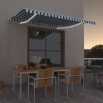 vidaXL Auvent manuel rétractable avec LED 450x300 cm Bleu et blanc