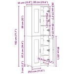 vidaXL Haut Armoire avec étagère FLORIN Gris Sonoma 60 x 35 x 182 cm