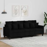 vidaXL Canapé à 3 places Noir 180 cm Tissu