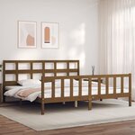 vidaXL Cadre de lit avec tête de lit marron miel 200x200cm bois massif