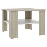 vidaXL Table basse Blanc et chêne sonoma 60 x 60 x 42 cm Aggloméré