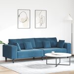 vidaXL Canapé en velours avec coussin avec oreiller Bleu 208 cm Velours