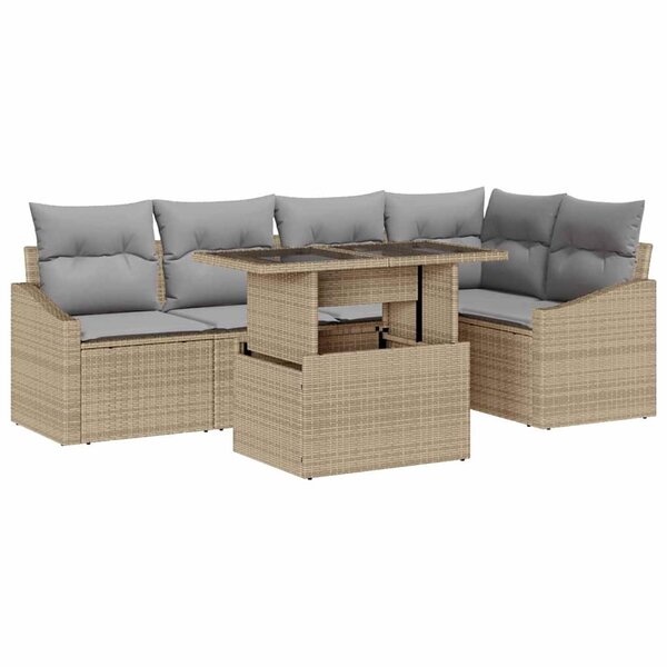 vidaXL Ensemble de canapé de jardin Réglable 6 Pièces Beige et Gris clair