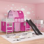 vidaXL Lit mezzanine pour enfants Blanc et rose 99 5 x 200 cm Métал