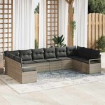 vidaXL Ensemble de canapé de jardin 10 Pièces Gris clair Poly rotin