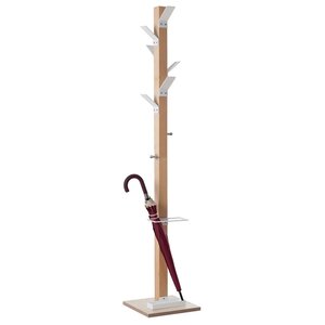 Portemanteau easyCloth - fût bois, 6 patères coloris blanc