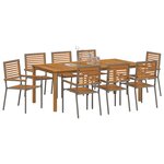vidaXL Ensemble de salle à manger pour jardin 9 Pièces Gris