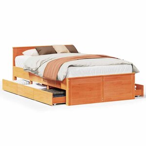 vidaXL Cadre de lit sans matelas avec tête de lit brun cire 120x190 cm
