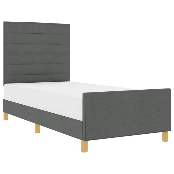 vidaXL Cadre de lit avec tête de lit Gris foncé 90 x 200 cm tissu