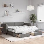 vidaXL Lit de jour avec gigogne et tiroirs gris foncé 90x190 cm tissu