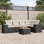 vidaXL Salon de jardin 6 Pièces avec coussins noir résine tressée