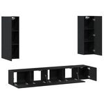 vidaXL Ensemble meuble TV 5 pièces en chêne noir et bois d'ingénierie