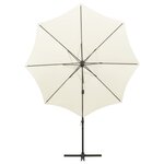 vidaXL Parasol de jardin en porte-à-faux et mât et lumières LED sable