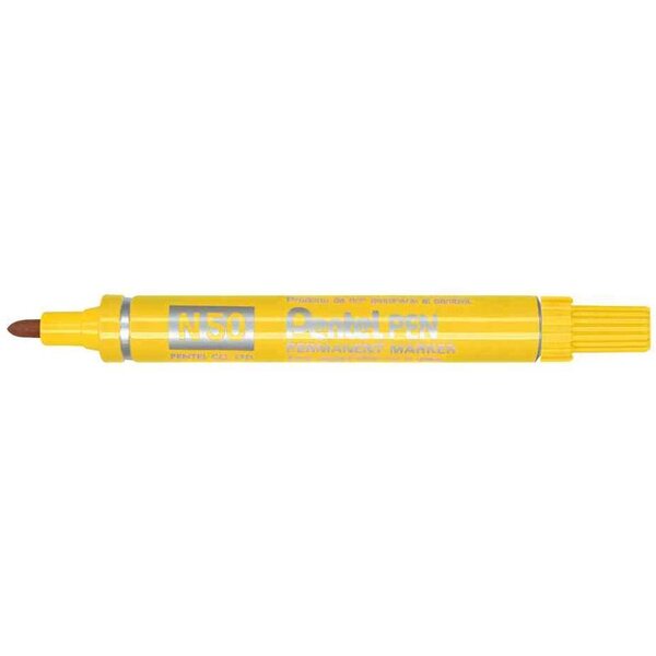 Marqueur Permanent N50 Corps Aluminium Pointe Ogive 2mm Jaune x 12 PENTEL