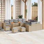 vidaXL Ensemble de canapé de jardin 14 Pièces Beige  Gris clair
