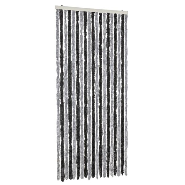 vidaXL Rideau anti-mouches gris et noir 56x185 cm chenille