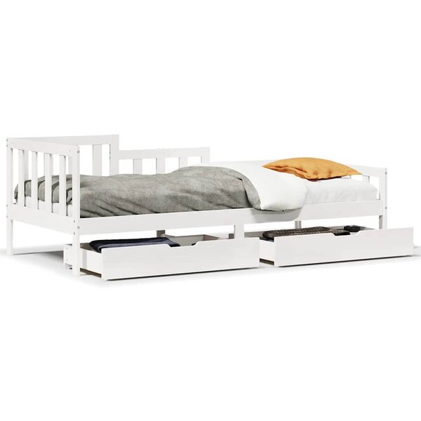 vidaXL Lit de jour et tiroirs sans matelas blanc 80x200 cm bois massif