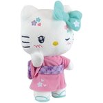 Peluche 22 cm version kawai avec kimono rose et tongs Hello Kitty