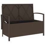 VidaXL Banc de rangement de jardin avec coussin marron polyrotin