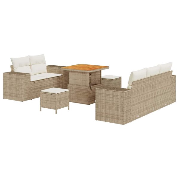 vidaXL Ensemble de canapé de jardin 8 Pièces Beige polyrotin