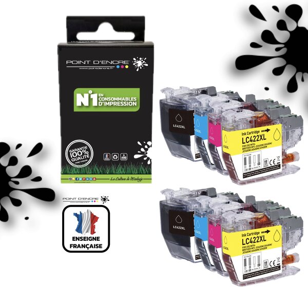 LC422XL - 2 X Pack de 4 Cartouches D'encre Noir/Cyan/Magenta/ Jaune - Grande capacité