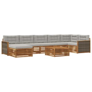 vidaXL Ensemble de canapés d'extérieur 8 pc Naturel et gris clair