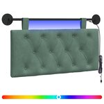 vidaXL Tête de lit suspendue Avec lumière LED Vert Mer Velours