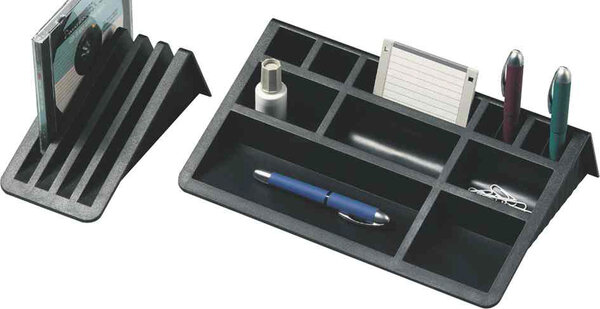 set de bureau avec support cartes, noir HELIT