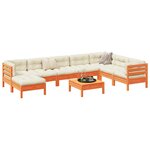 vidaXL Salon de jardin 9 Pièces avec coussins marron cire bois pin massif