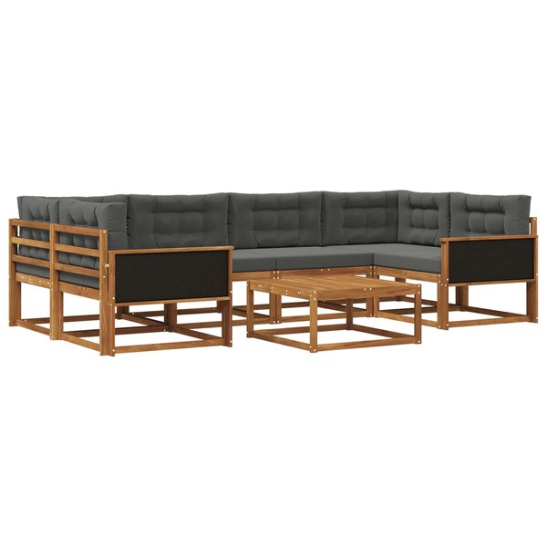 vidaXL Ensemble de canapés d'extérieur 7 Pièces Naturel et Anthracite