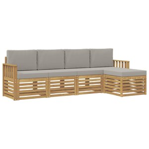 vidaXL Ensemble de canapés d'extérieur 5 Pièces Blanc et gris clair