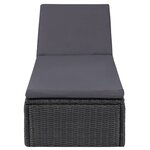 vidaXL Chaise longue Résine tressée Noir et gris foncé