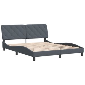 vidaXL Cadre de lit avec tête de lit Gris foncé 160x200 cm Velours