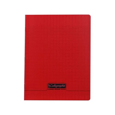 Cahier 60 pages seyès 90 g  couverture polypropylène rouge  format 17 x 22 cm  CALLIGRAPHE