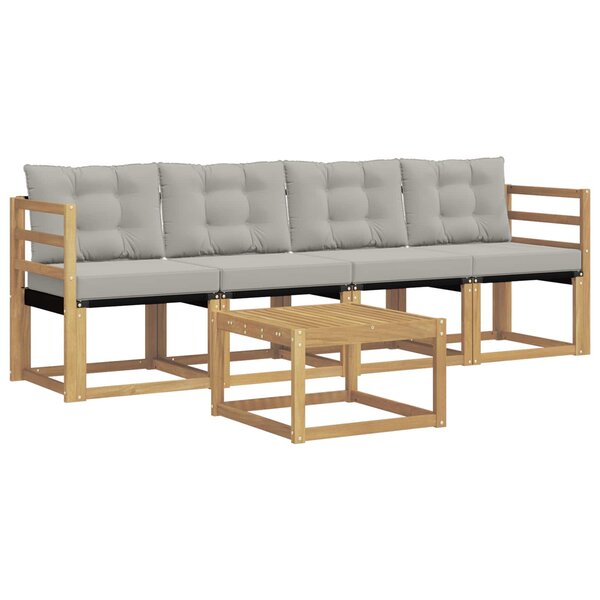 vidaXL Ensemble de canapés d'extérieur 5 pc Blanc et gris clair