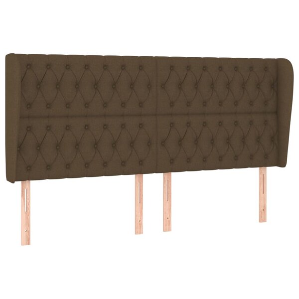 vidaXL Tête de lit avec oreilles Marron foncé 183x23x118/128 cm Tissu