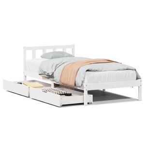 vidaXL Cadre de lit sans matelas blanc 75x190 cm bois de pin massif