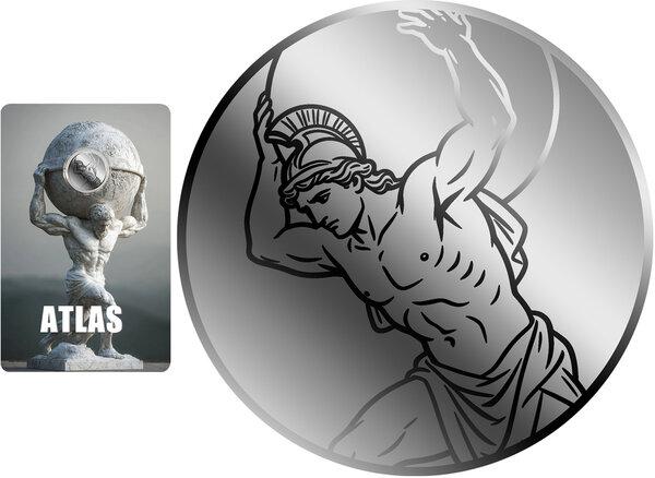 Monnaie ATLAS 1/500 Oz Palladium 25$ Liberia 2026 (PRÉCOMMANDE)
