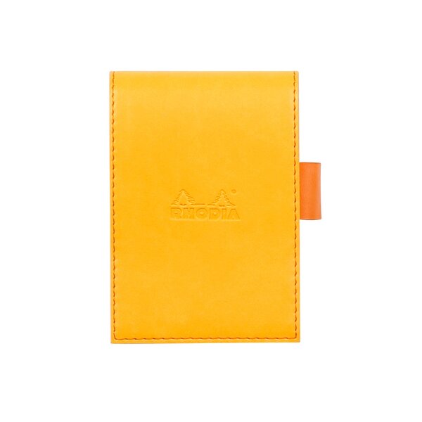 Rhodia : porte-bloc simili cuir 8.4 x 11.5 cm+ bloc n°11 - jonquille