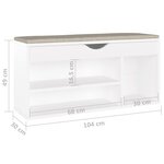 Vidaxl banc à chaussures coussin blanc 104x30x49 cm bois d'ingénierie