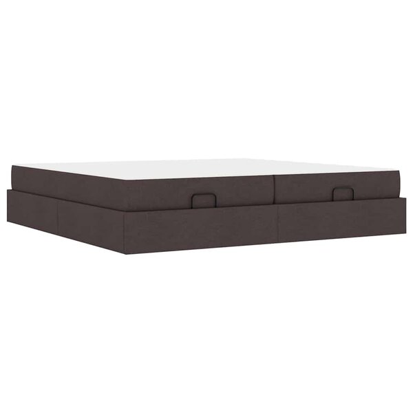 vidaXL Cadre de lit avec stockage Marron foncé 200 x 200 cm tissu