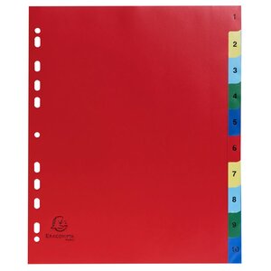 Intercalaires Imprimés Numériques Pp Couleurs 12/100e - 10 Positions - A4+ - Assorties Vives - Exacompta