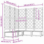 vidaXL Jardinière avec treillis 5 Pièces Grise 120x120x125 5 cm