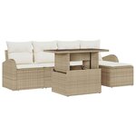 vidaXL Ensemble de canapé de jardin avec coussin 6 Pièces Beige polyrotin