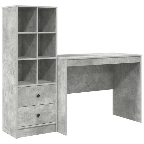 vidaXL Bureau avec rangement 2 Pièces Gris béton 100 x 50 x 76 cm