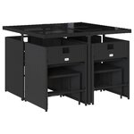 vidaXL Ensemble à manger de jardin 9Pièces coussins noir résine tressée